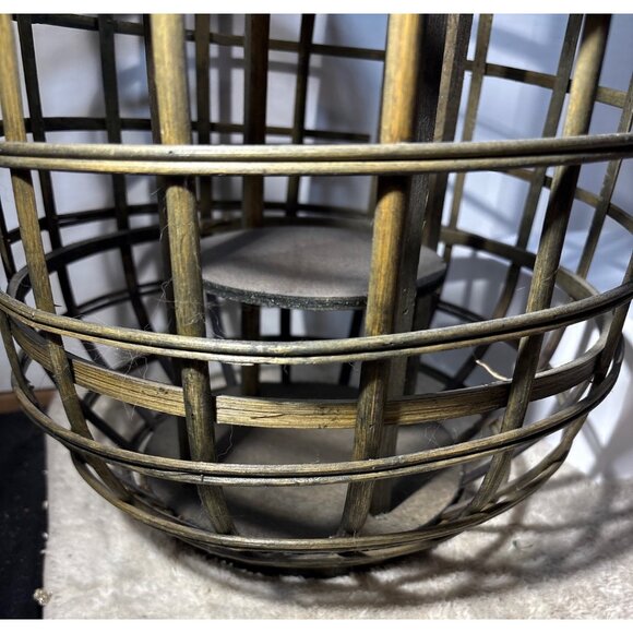 Rustic Wood Lantern Cage With Rope Handle 15.75” Tall - Picture 3 of 8